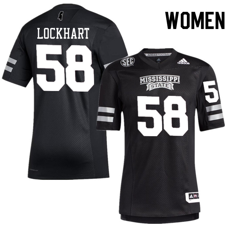 Women #58 TJ Lockhart Mississippi State Bulldogs College Football Jerseys Stitched-Black